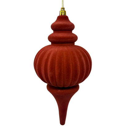 10 Inch Burnt Umber Plastic Flocked Finial Ornament