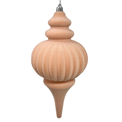 10 Inch Peach Pink Plastic Flocked Finial Ornament