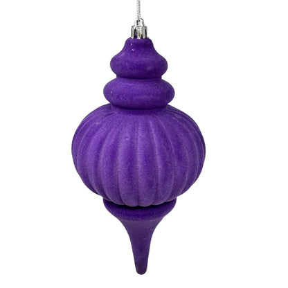 10 Inch Purple Plastic Flocked Finial Ornament