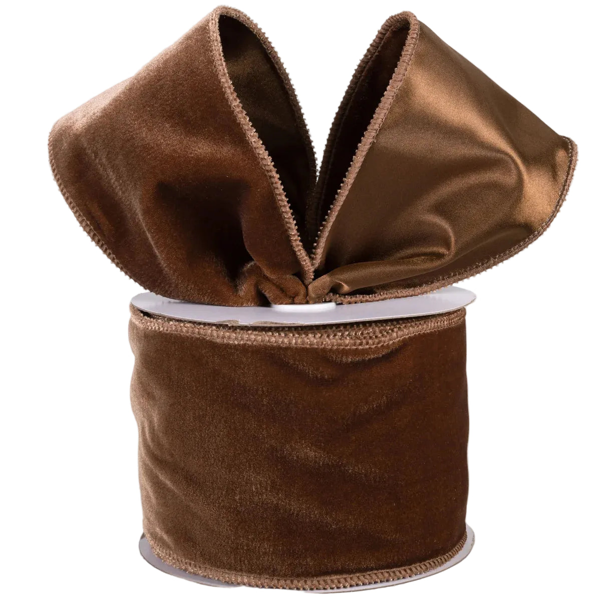 4 Inch By 10 Yard Chocolate Deluxe Velvet With Satin Backing Ribbon