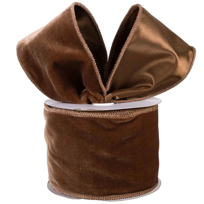 4 Inch By 10 Yard Chocolate Deluxe Velvet With Satin Backing Ribbon