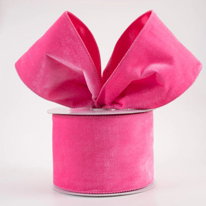4 Inch By 10 Yard Hot Pink Deluxe Velvet With Satin Backing Ribbon