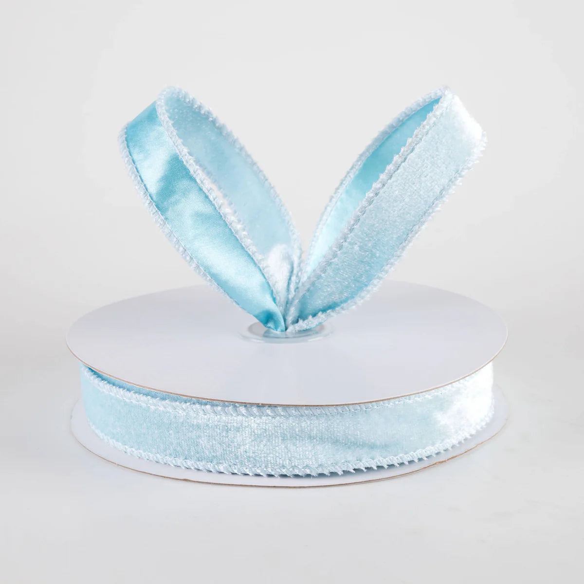 7/8 Inch By 10 Yard Ice Blue Deluxe Velvet With Satin Backing