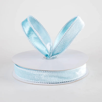 7/8 Inch By 10 Yard Ice Blue Deluxe Velvet With Satin Backing