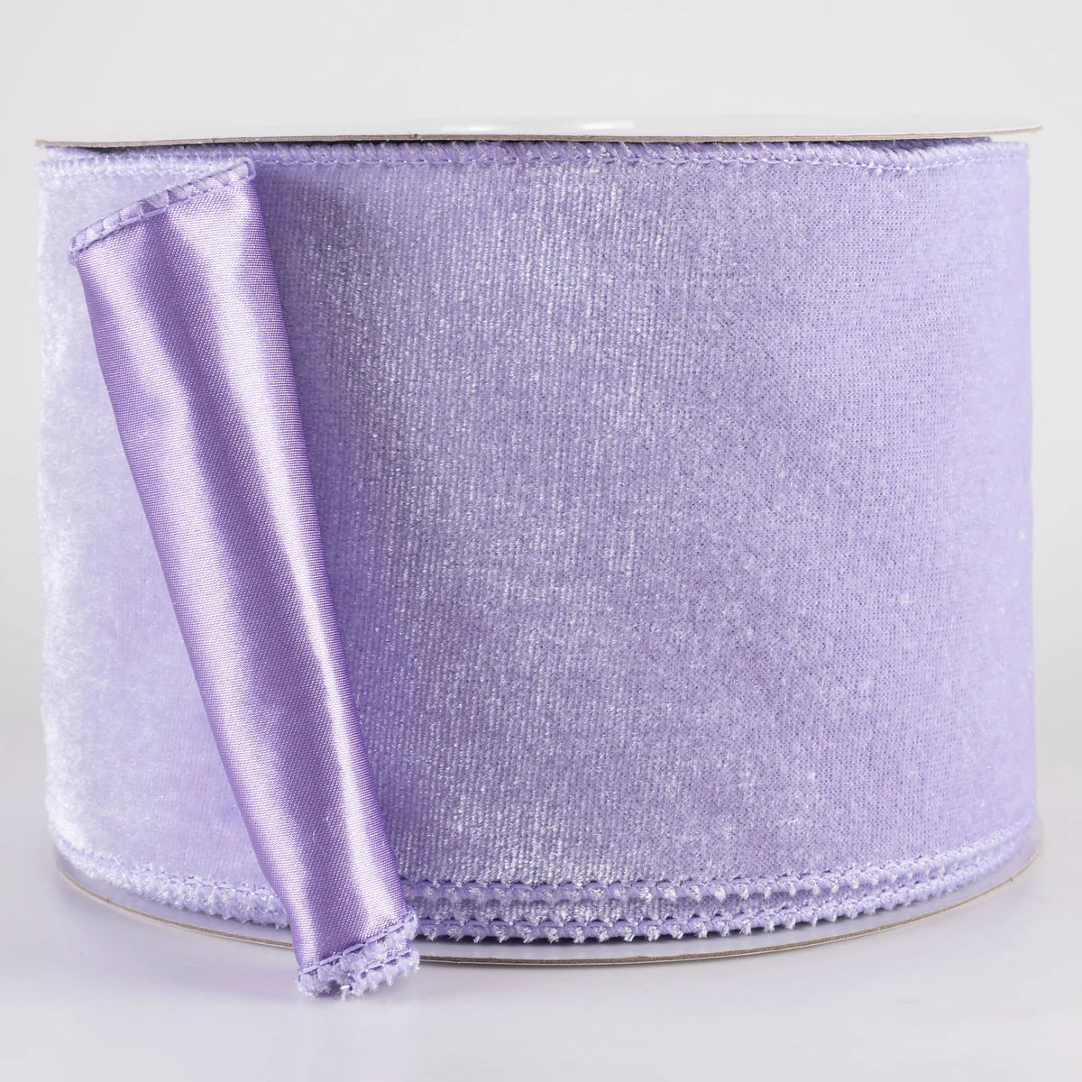 4 Inch By 10 Yard Lavender Deluxe Velvet With Satin Backing Ribbon