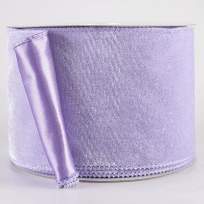 4 Inch By 10 Yard Lavender Deluxe Velvet With Satin Backing Ribbon