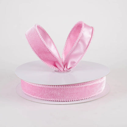 7/8 Inch By 10 Yard Light Pink Deluxe Velvet With Satin Backing Ribbon