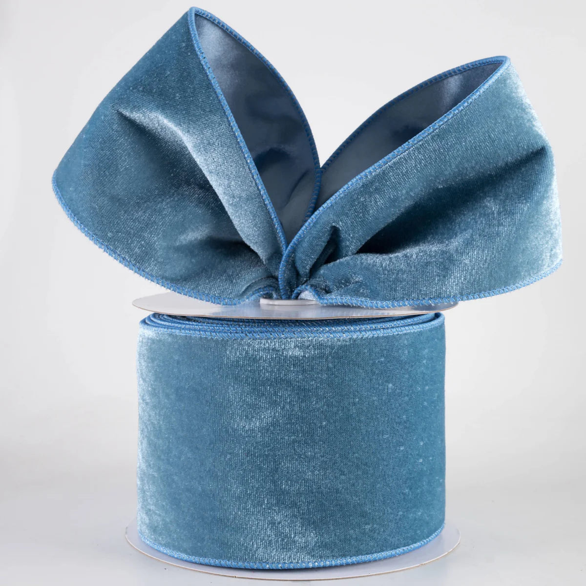 4 Inch By 10 Yard Smoke Blue Deluxe Velvet With Satin Backing Ribbon