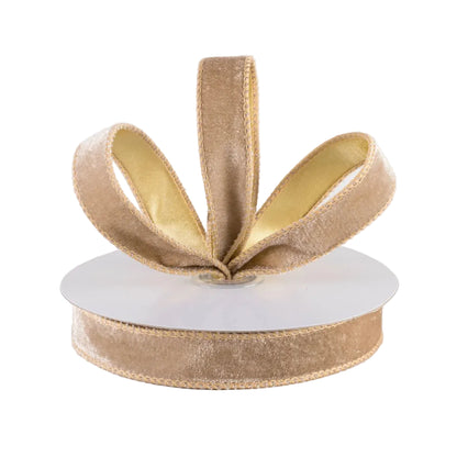 7/8 Inch By 10 Yard Taupe Deluxe Velvet With Satin Backing Ribbon