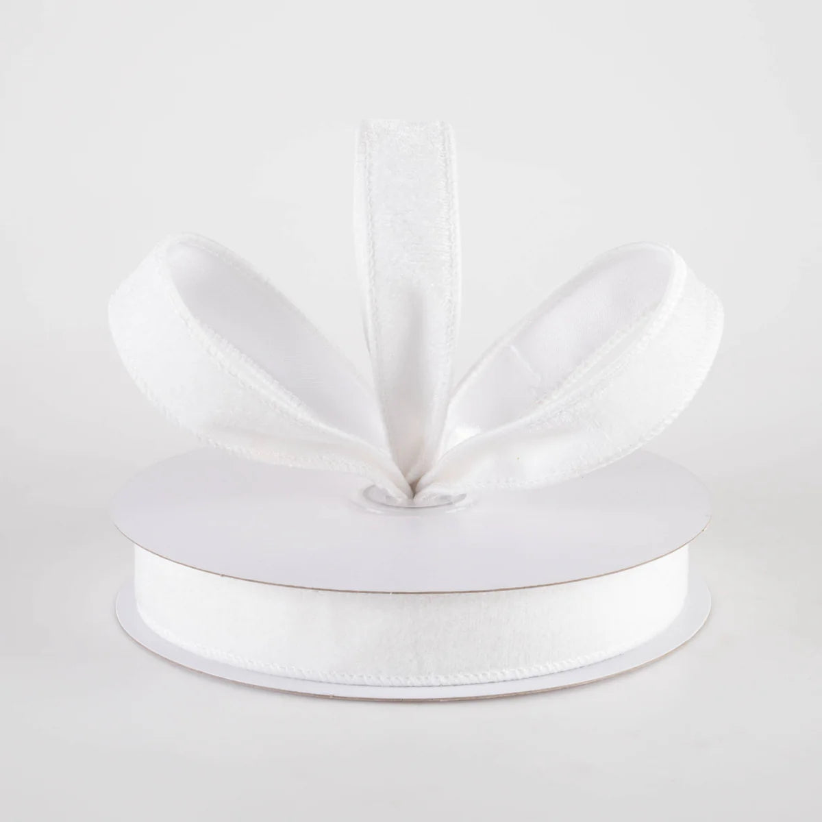 7/8 Inch By 10 Yard White Deluxe Velvet With Satin Backing Ribbon