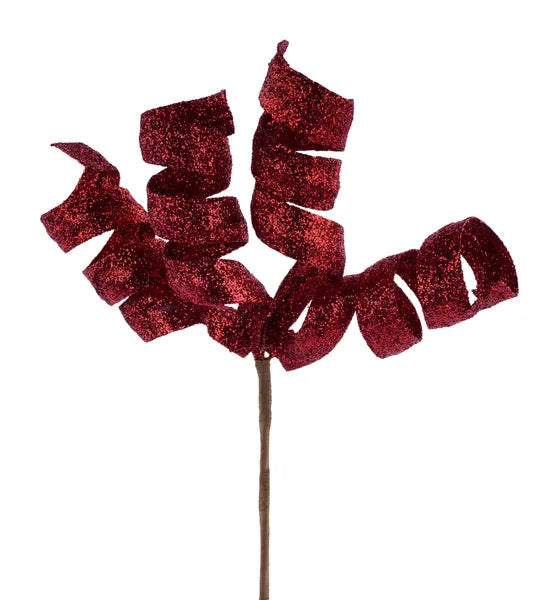 11 Inch Red Glitter Curly Pick
