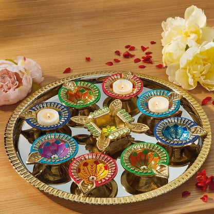 Diwali Diya 10 Piece Set Oil Lamp Holder