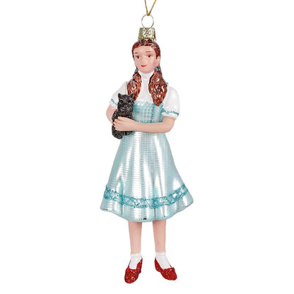 5.5 Inch Girl With Red Sparkly Shoes And Puppy Glass Ornament