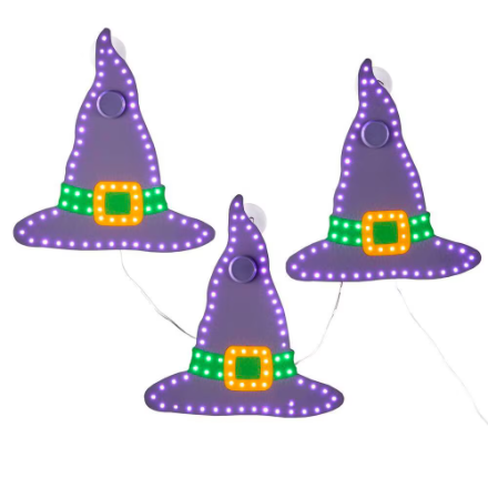Home Accents Holiday 10 in TWINKLING LED Witch Hats - 3-Pack Open Box