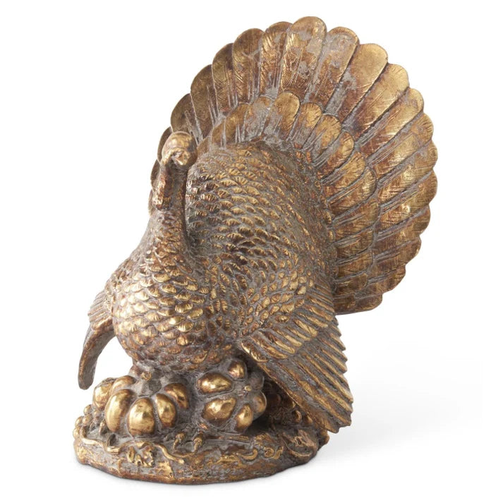 11.5 Inch Resin Antique Gold Turkey