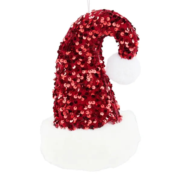 8.5 Inch Sequin Santa Hat Ornament