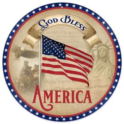 12 Inch Vintage God Bless America Sign