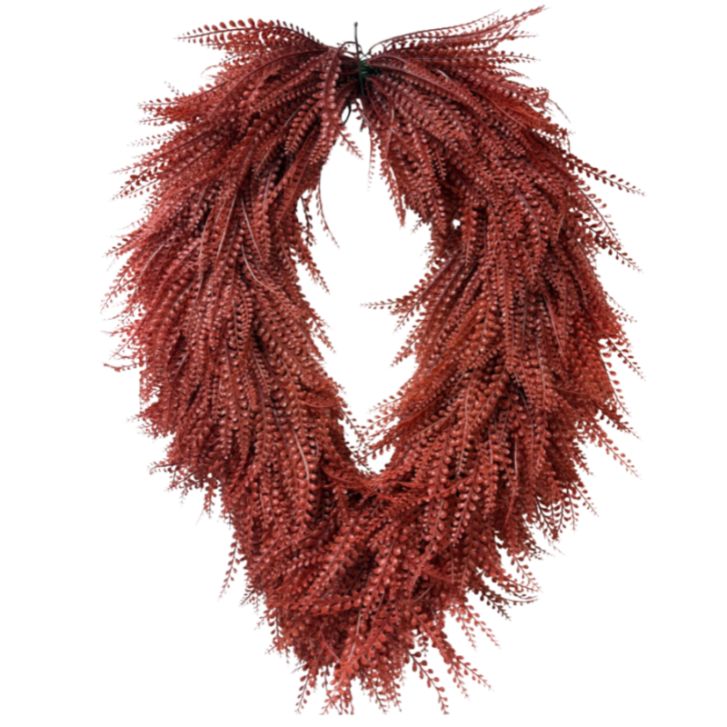 34 Inch By 28 Inch Rust Oval Bead Grass Wreath