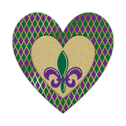 12 Inch Metal Harlequin Mardi Gras Heart Sign
