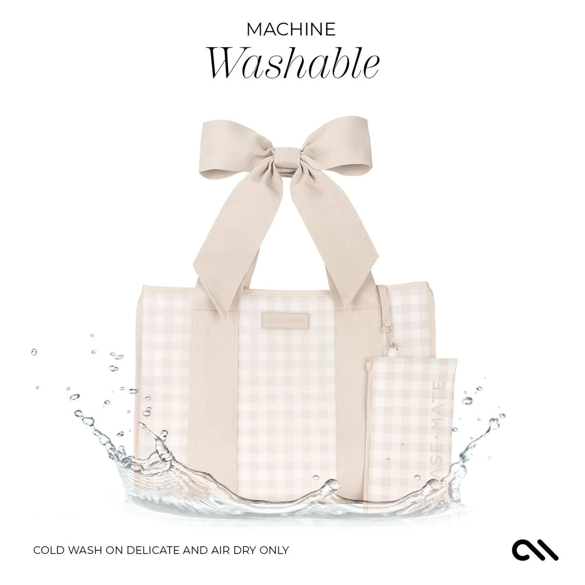 Case Mate Jelly Tote With Phone Pouch Latte Gingham With Bow
