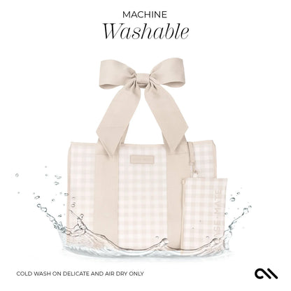Case Mate Jelly Tote With Phone Pouch Latte Gingham With Bow