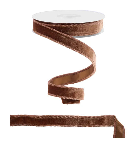 7/8 Inch By 10 Yard Chocolate Deluxe Velvet With Satin Backing Ribbon