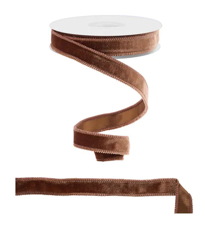 7/8 Inch By 10 Yard Chocolate Deluxe Velvet With Satin Backing Ribbon