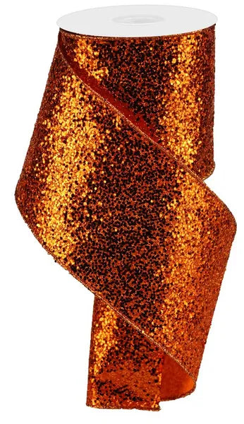 4 Inch By 10 Yard Orange Large Glitter