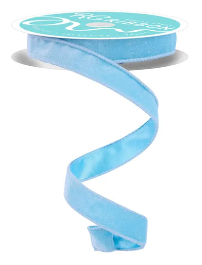 7/8 Inch By 10 Yard Ice Blue Deluxe Velvet With Satin Backing