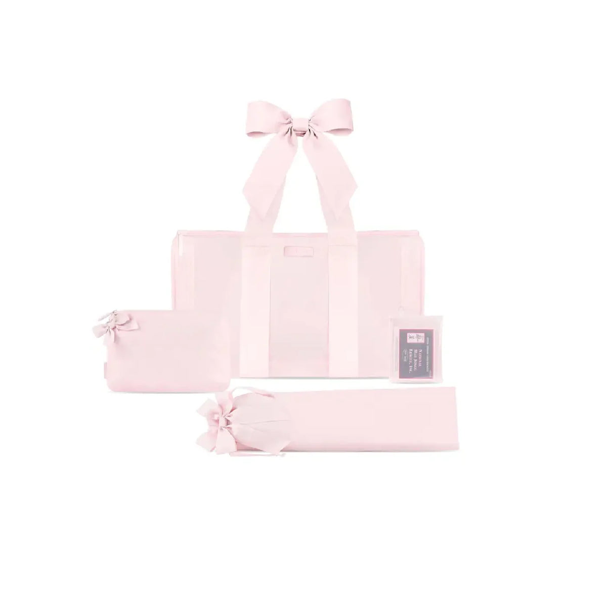 Case Mate Mahjong Jelly Tote Set Ballet Pink With Bow 4 Piece Set