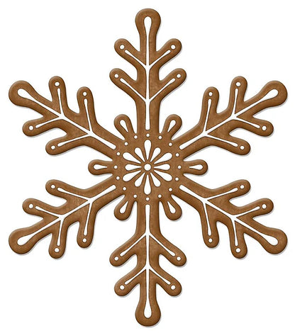 12 Inch Brown And White Metal Embossed Snowflake Sign