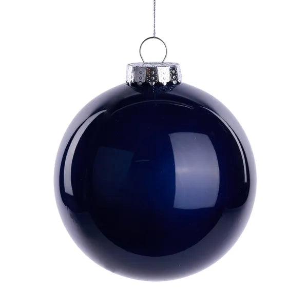 6 Inch Navy Blue Lacquer Ornament Ball
