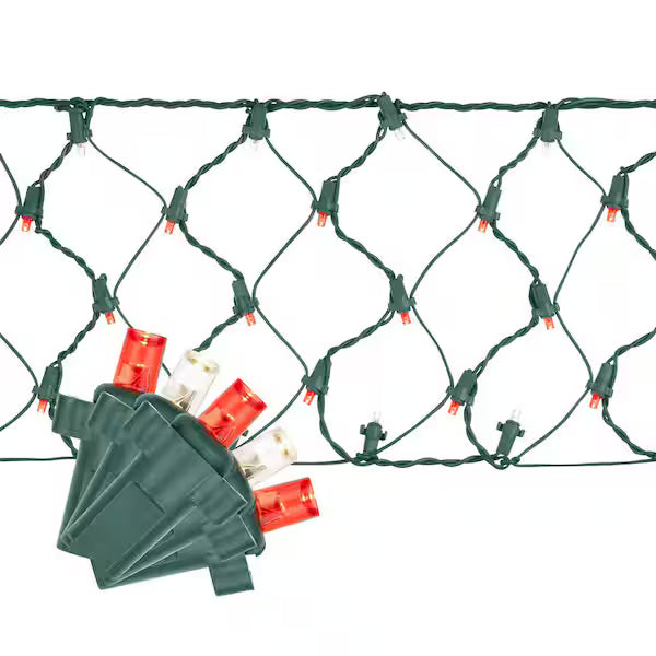 150 Count Red And Warm White Ribbon Concave LED Net Lights Open Box