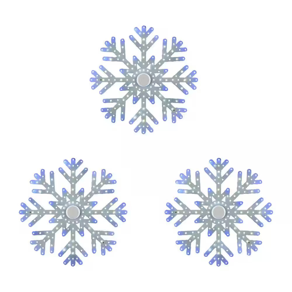 Home Accents Holiday 9.5 Inch Twinkling LED Snowflakes Three Pack Open Box