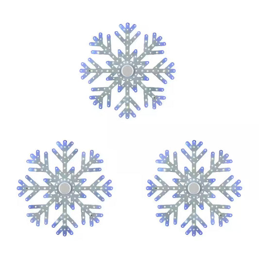 Home Accents Holiday 9.5 Inch Twinkling LED Snowflakes Three Pack Open Box