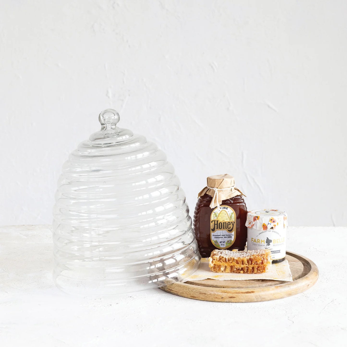 Beehive Glass Cloches With Wood Trays Two Styles