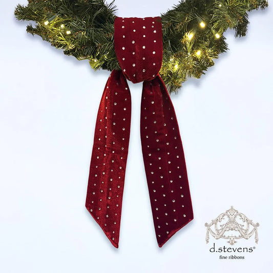 D.Stevens 4 Inch By 56 Inch Red Velvet With Rhinestones Sash