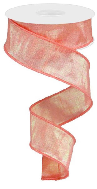 1.5 Inch By 10 Yard Iridescent Peach Dupioni Ribbon