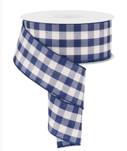 2.5 Inch By 50 Yard Navy Blue And Cream Woven Check