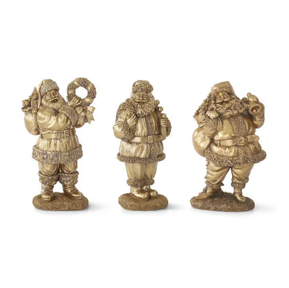 11.5 Inch-12 Inch Antique Gold Resin Santas Three Styles