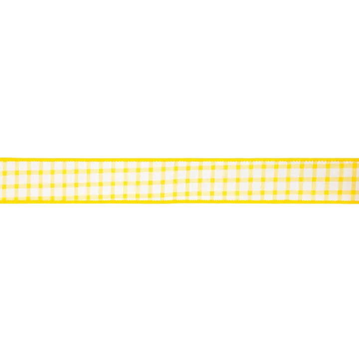 1.5 Inch By 10 Yard Yellow And White Check With Yellow Backing Ribbon