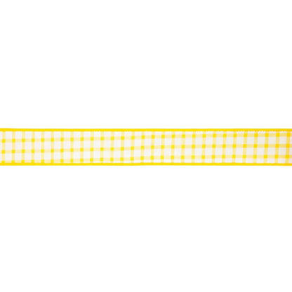 1.5 Inch By 10 Yard Yellow And White Check With Yellow Backing Ribbon