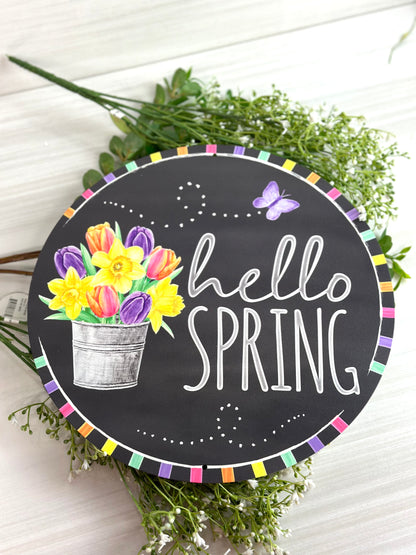 12 Inch Hello Spring Metal Sign