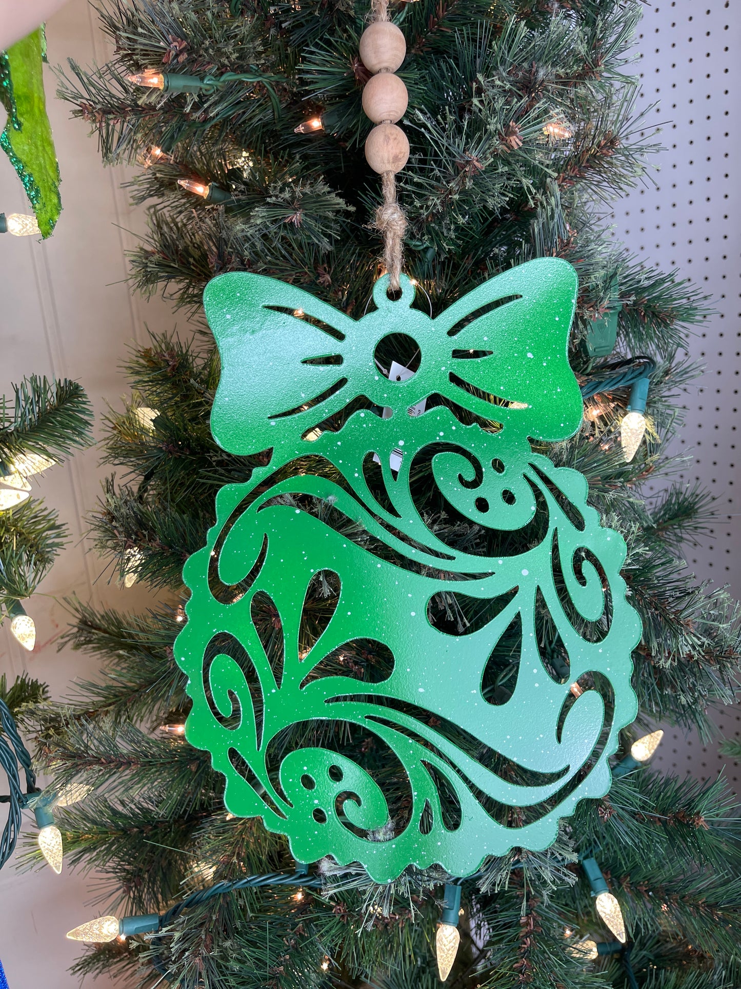 Red And Green Metal Cutout Christmas Ornament - 2 Styles