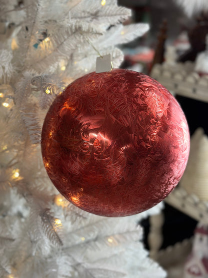 10 Inch Red Feather Smooth Ornament Ball