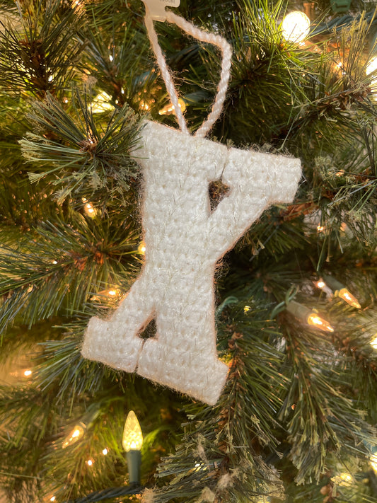 White Knitted Initial Ornament-Multiple Styles