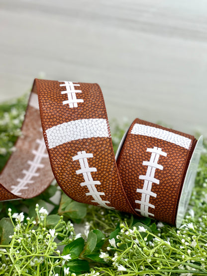 2.5 Inch By 10 Yard Football Linen Ribbon