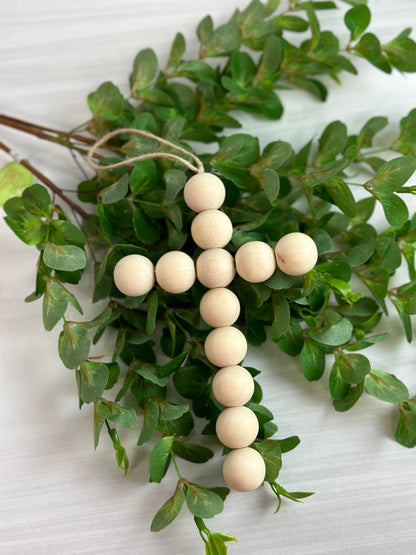 8 Inch Natural Wood Bead Cross Ornament