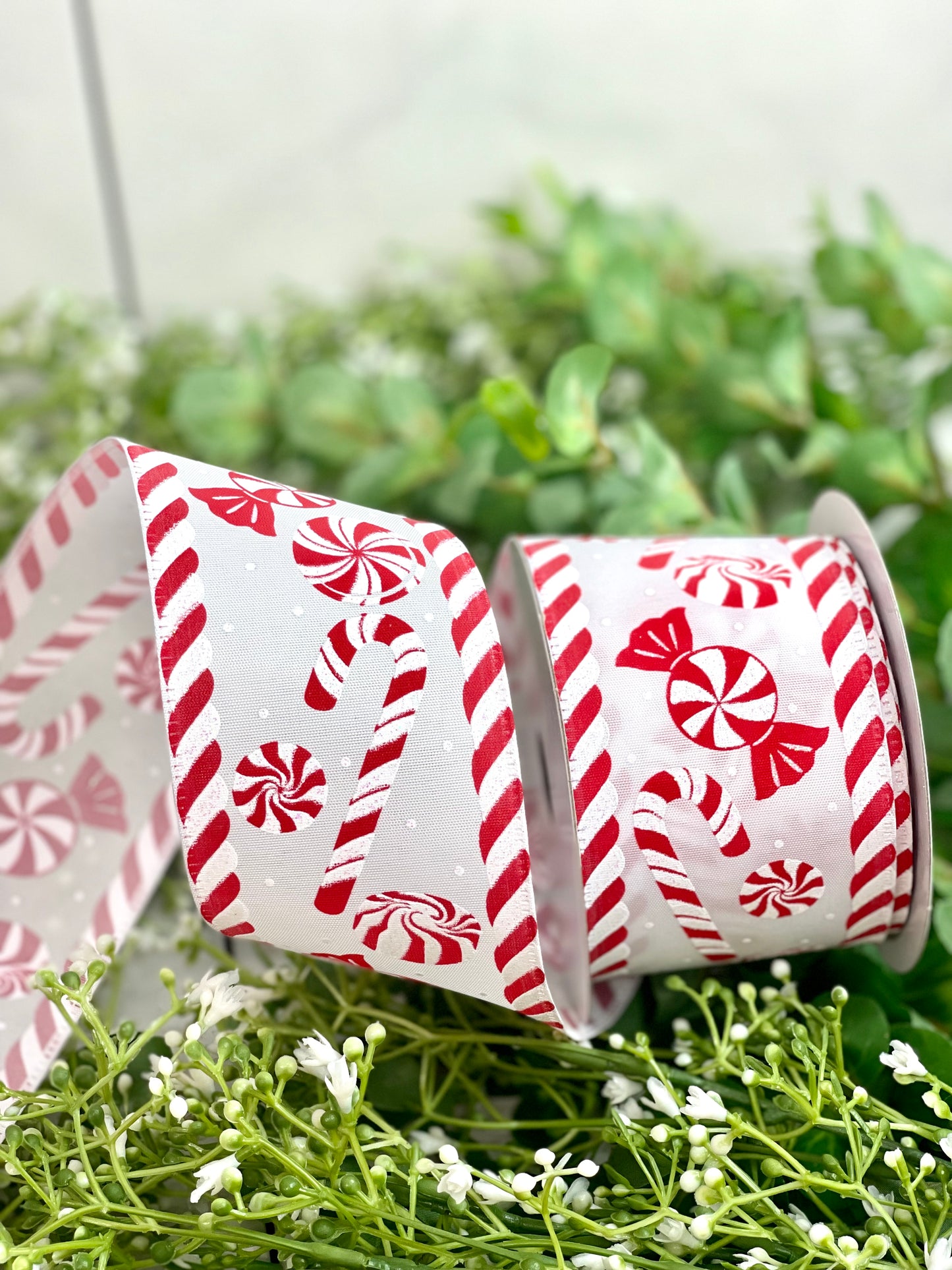 2.5 Inch Peppermint Candy Cane Ribbon