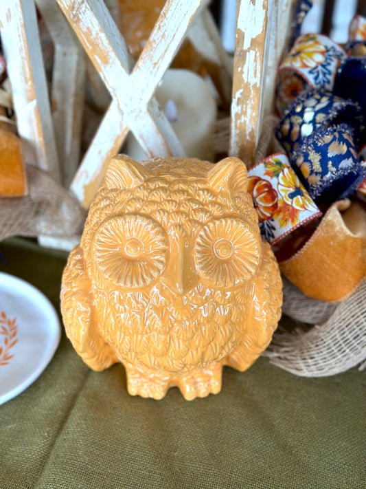 Orange Ceramic Owl